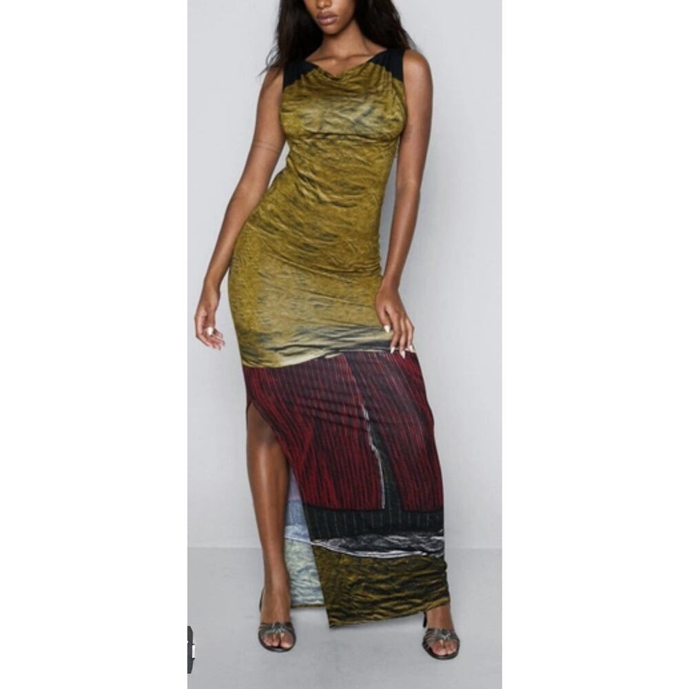 Micas Multi Print Low Back Dress Size Medium